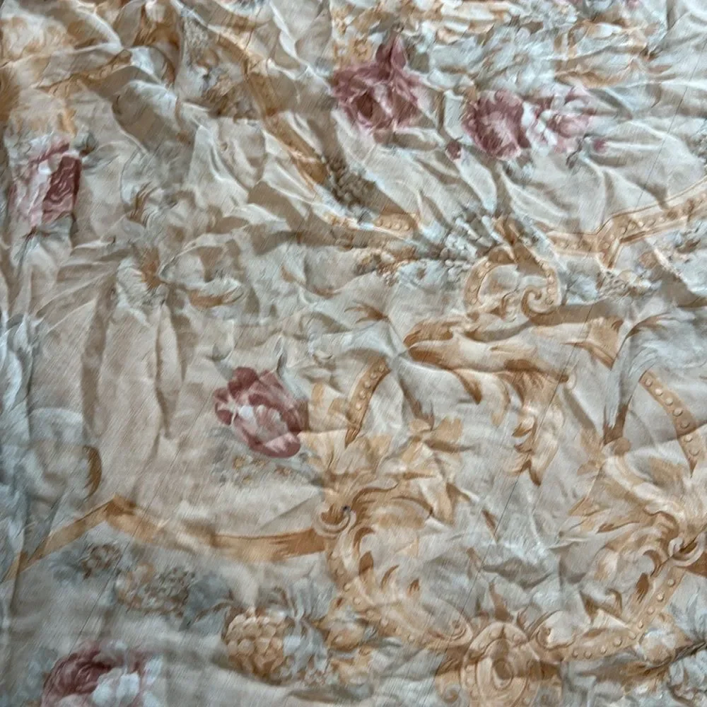 Square Sheer Rose Print Soft Pastel Silk Scarf